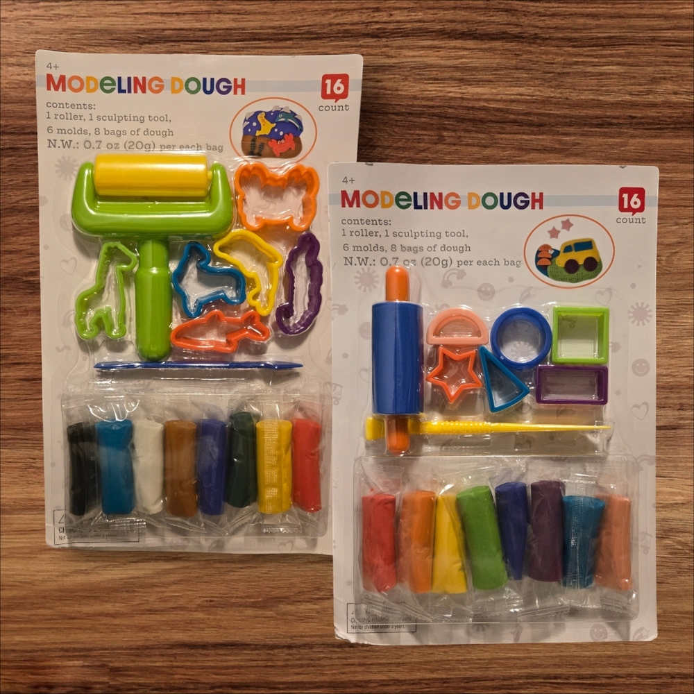 (2) Fun 16-Piece Modeling Dough Play Sets - Gift, Party, Classroom, Playtime
